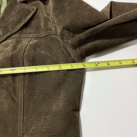 Anonymous By John Carlisle Suede Leather Coat Olive Green Small - Picture 11 of 12